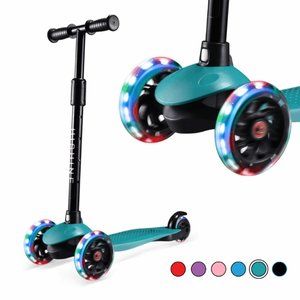 3 wheel Kick Scooter for Kids with Light-up Wheels and Adjustable Height for 2